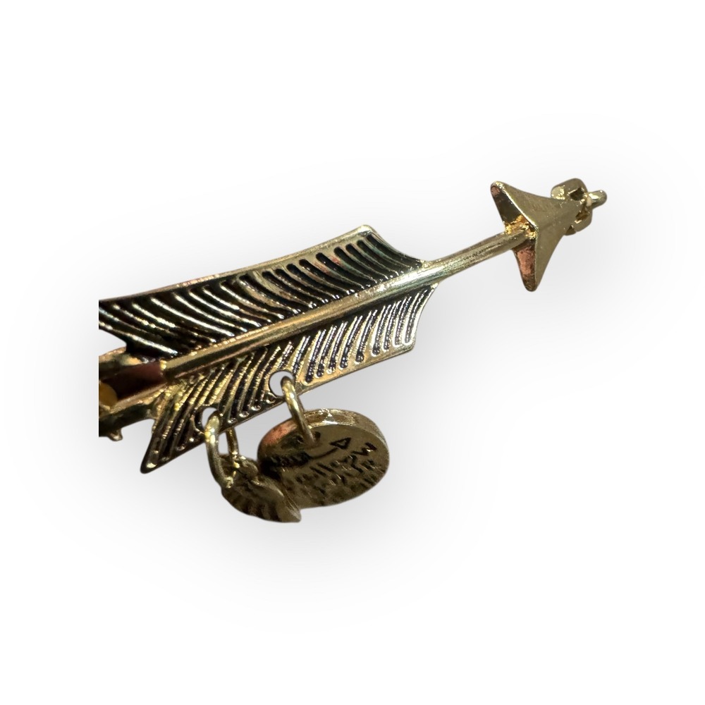 Gold Tone Arrow Feather Charm Bangle Bracelet Follow‎ Your Heart - Picture 2 of 6